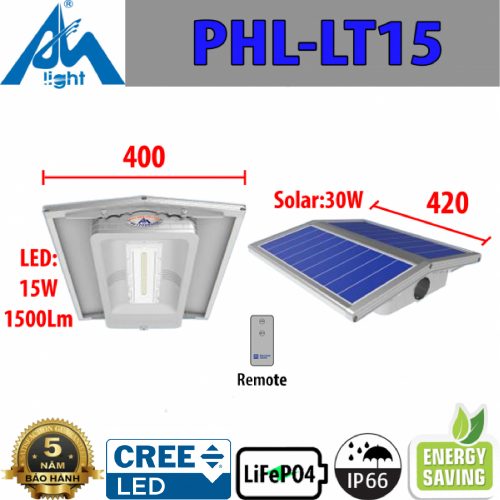 Đèn năng lượng mặt trời 15w PHL-LT15